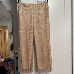J. Crew Gold Lace Wide Leg Pants